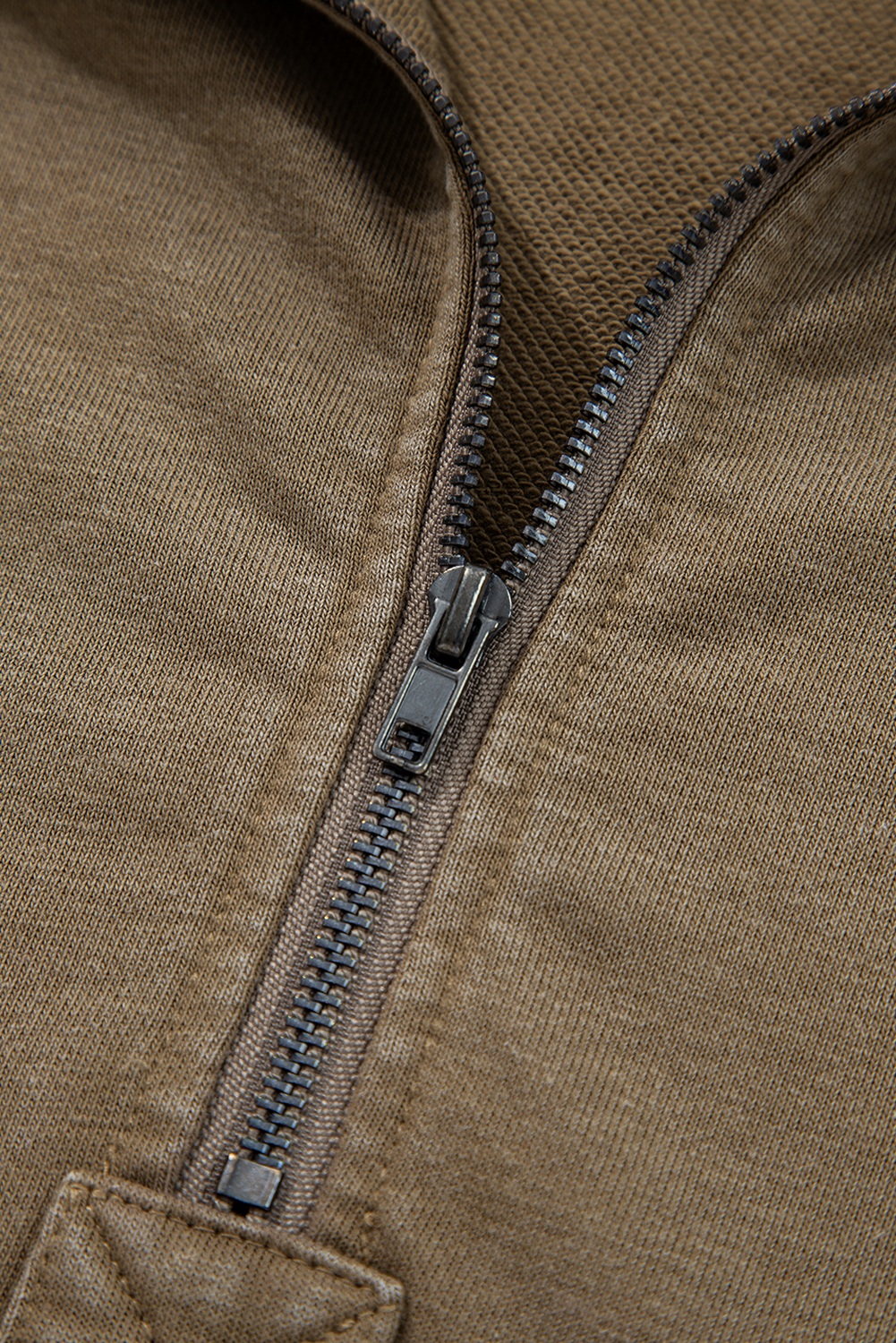 Canton Half Zip Kangaroo Pocket Mineral Wash Baggy Hoodie - loveforevers
