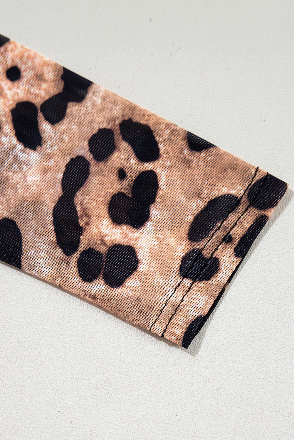 Brown Leopard Round Neck Long Sleeve Slim Top - loveforevers