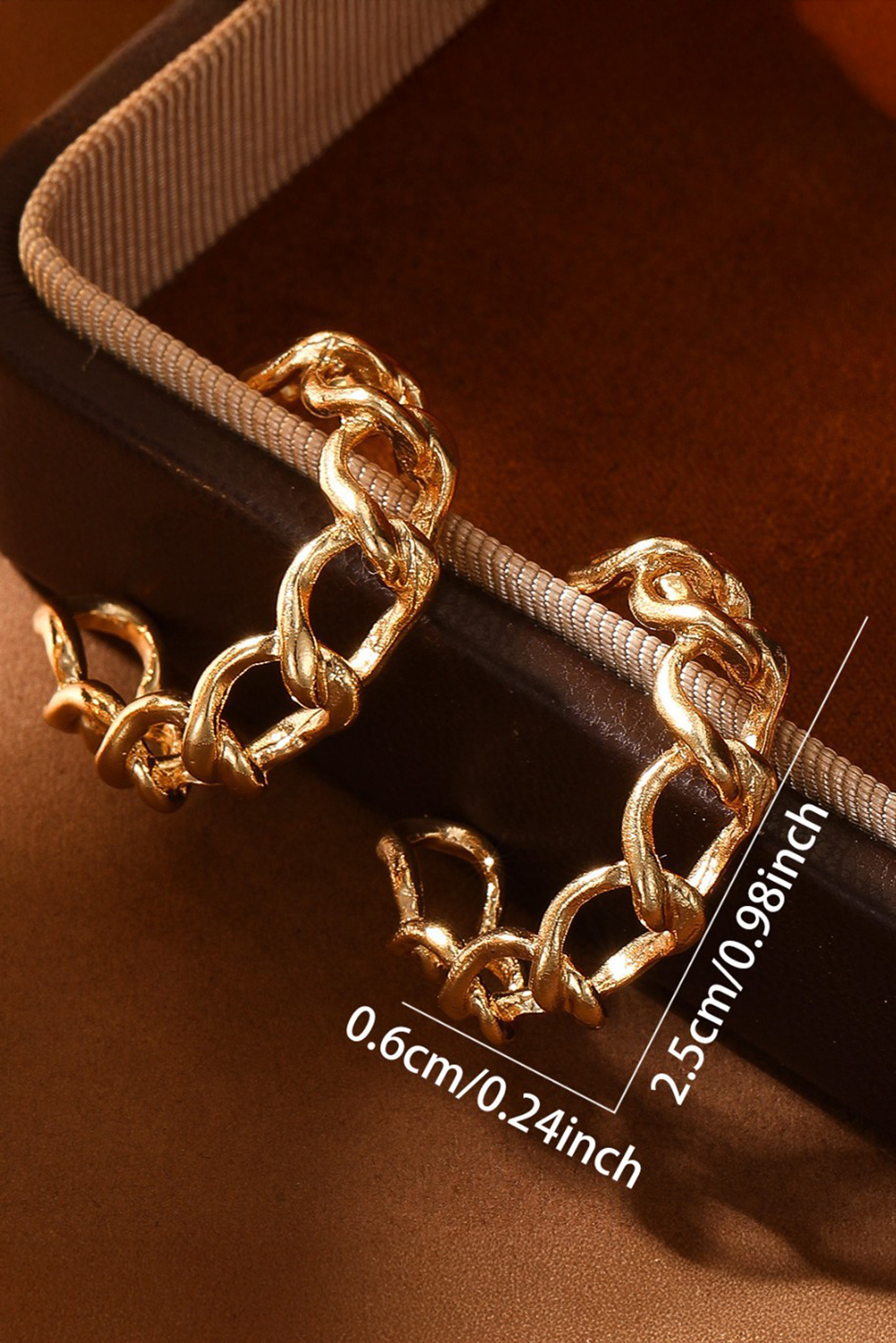Gold Alloy Plated Round Hoop Chain Stud Earrings - loveforevers