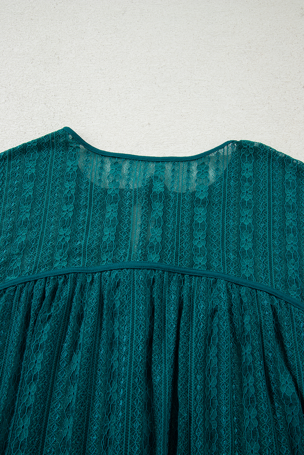 Evergreen Sheer Lace Balloon Sleeve Babydoll Blouse - loveforevers