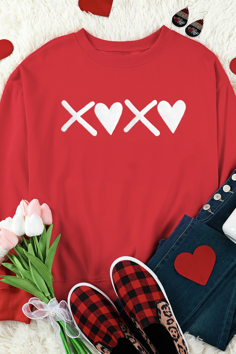 Pink LOVER Puff Print Drop Shoulder Pullover Sweatshirt - loveforevers