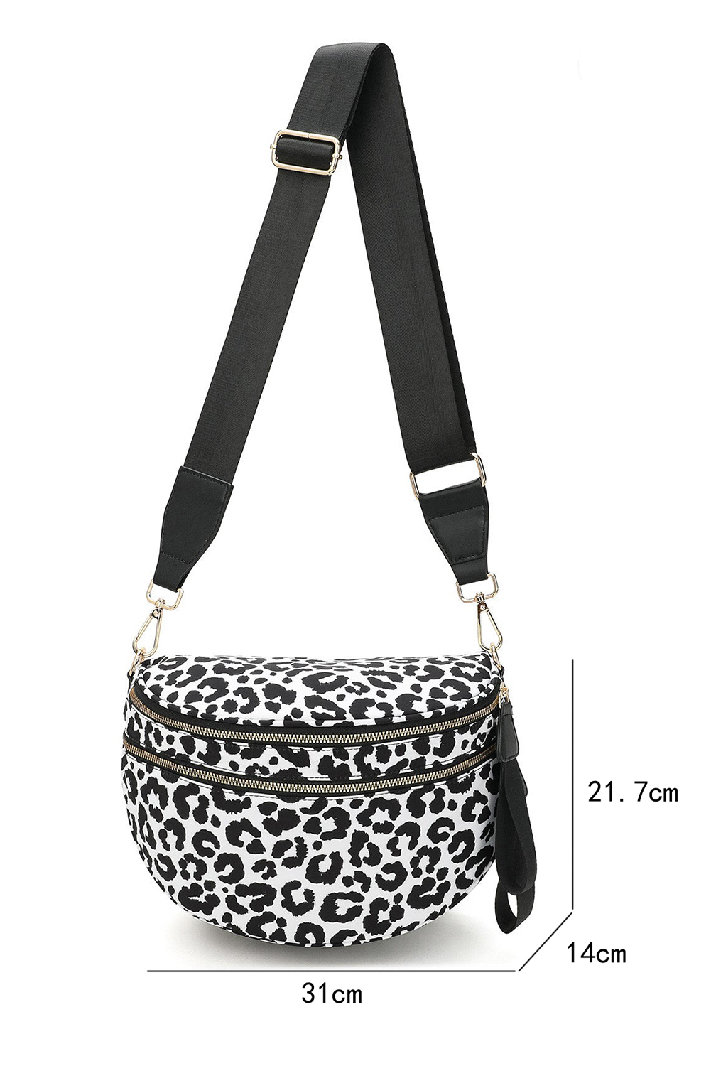 Jungle Green Double Zip Crescent Shape Adjustable Sling Bag - loveforevers