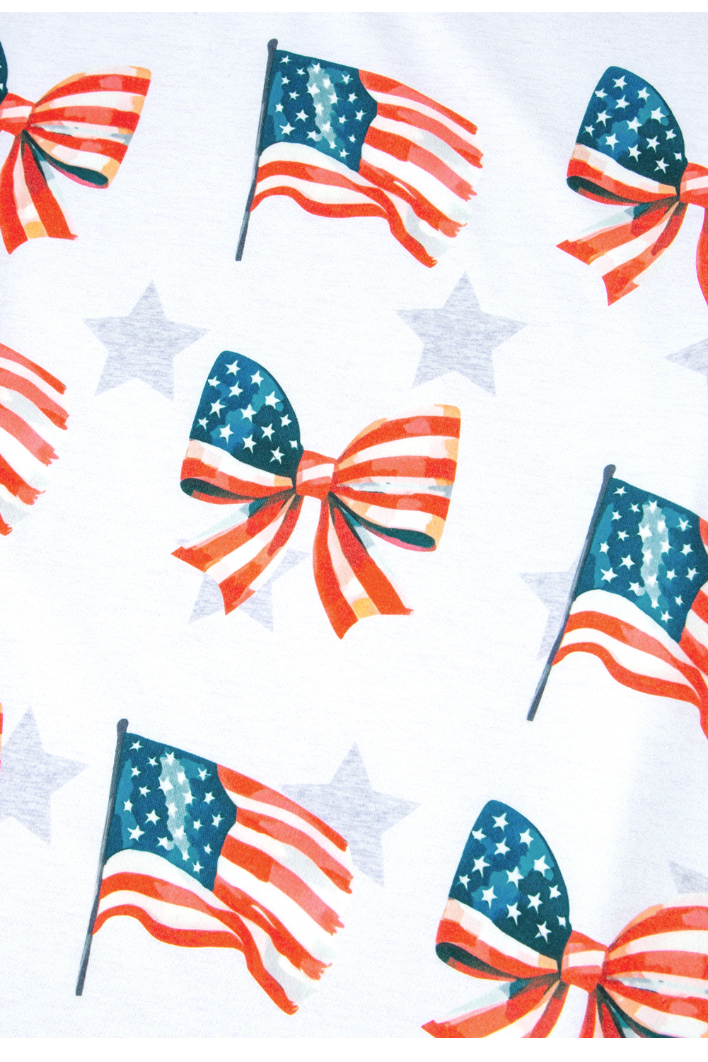 Khaki Patriotic Flag Bow Graphic Starry Round Neck T Shirt - loveforevers