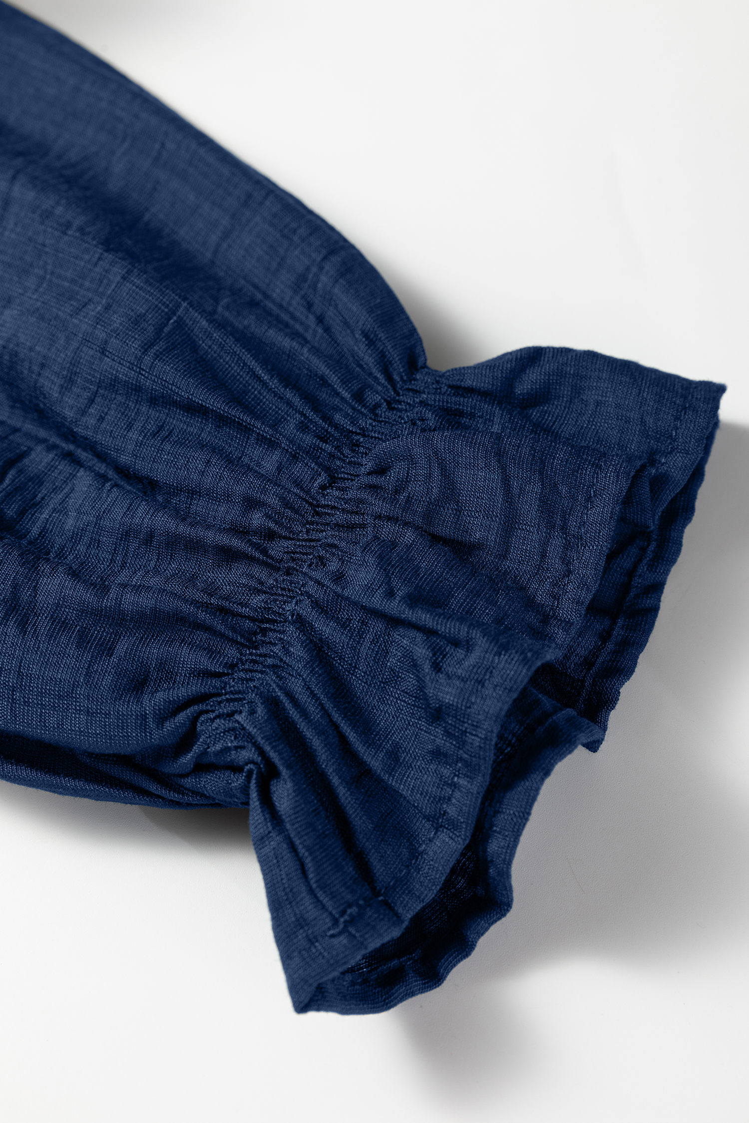Dirty blue Leopard Trim V Neck Flounced Bracelet Sleeve Blouse - loveforevers