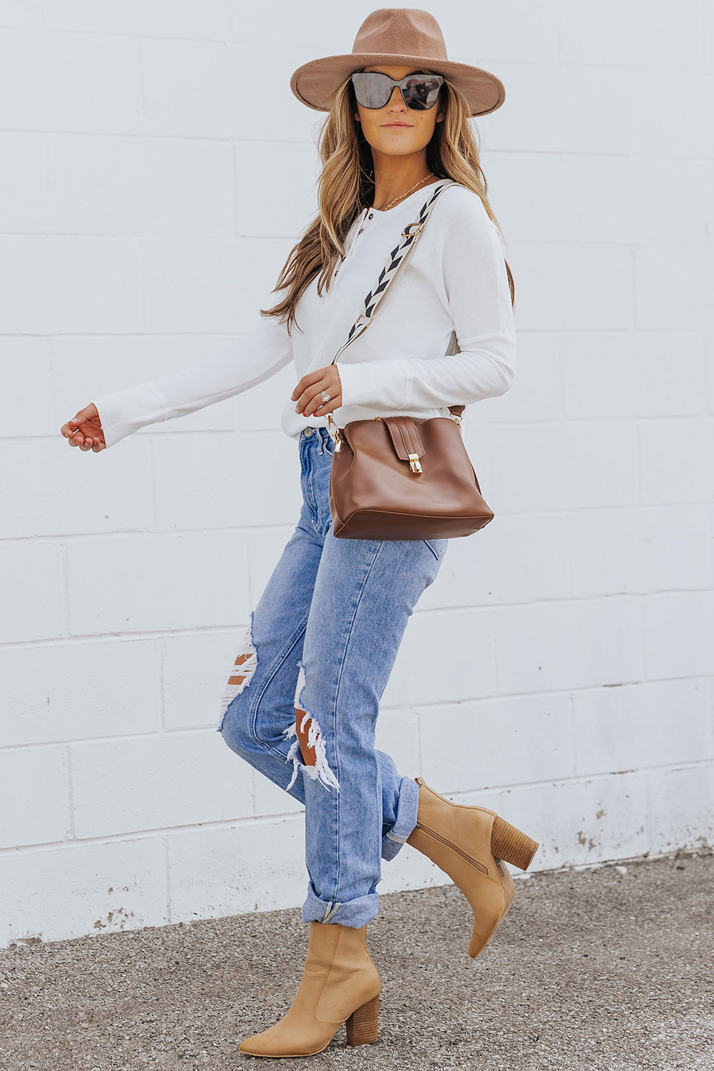 Black Waffle Knit Henley Top - loveforevers