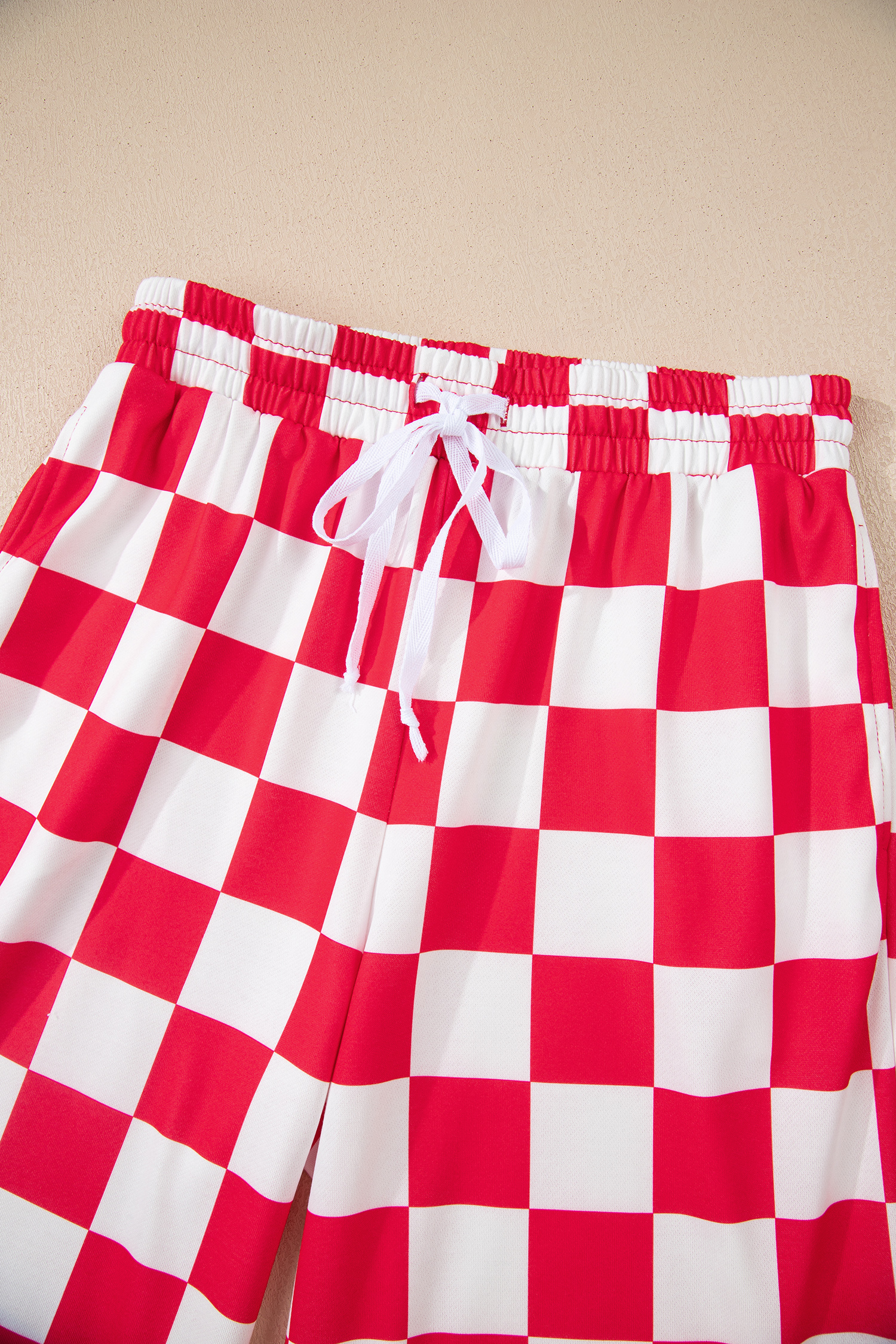 Red Checkered Print Half Zip Hoodie Loose Pant Set - loveforevers