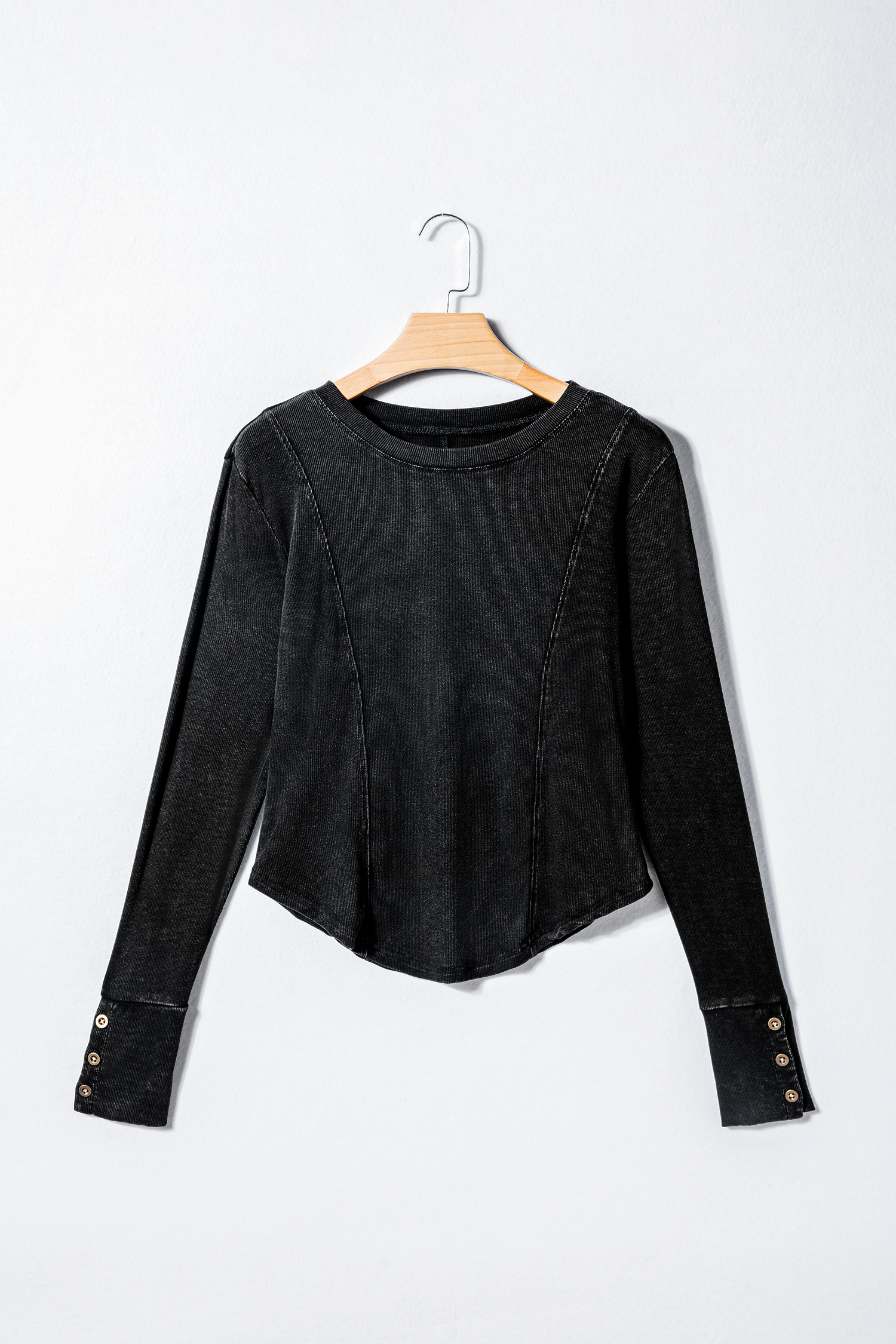 Burgundy Exposed Seam Ribbed Long Sleeve Top - loveforevers