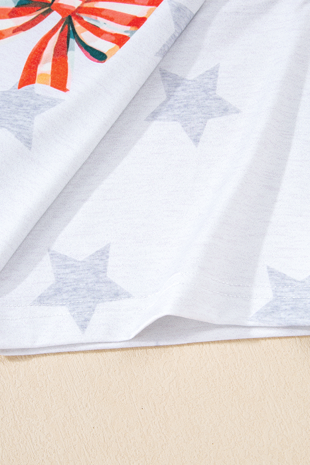 Khaki Patriotic Flag Bow Graphic Starry Round Neck T Shirt - loveforevers