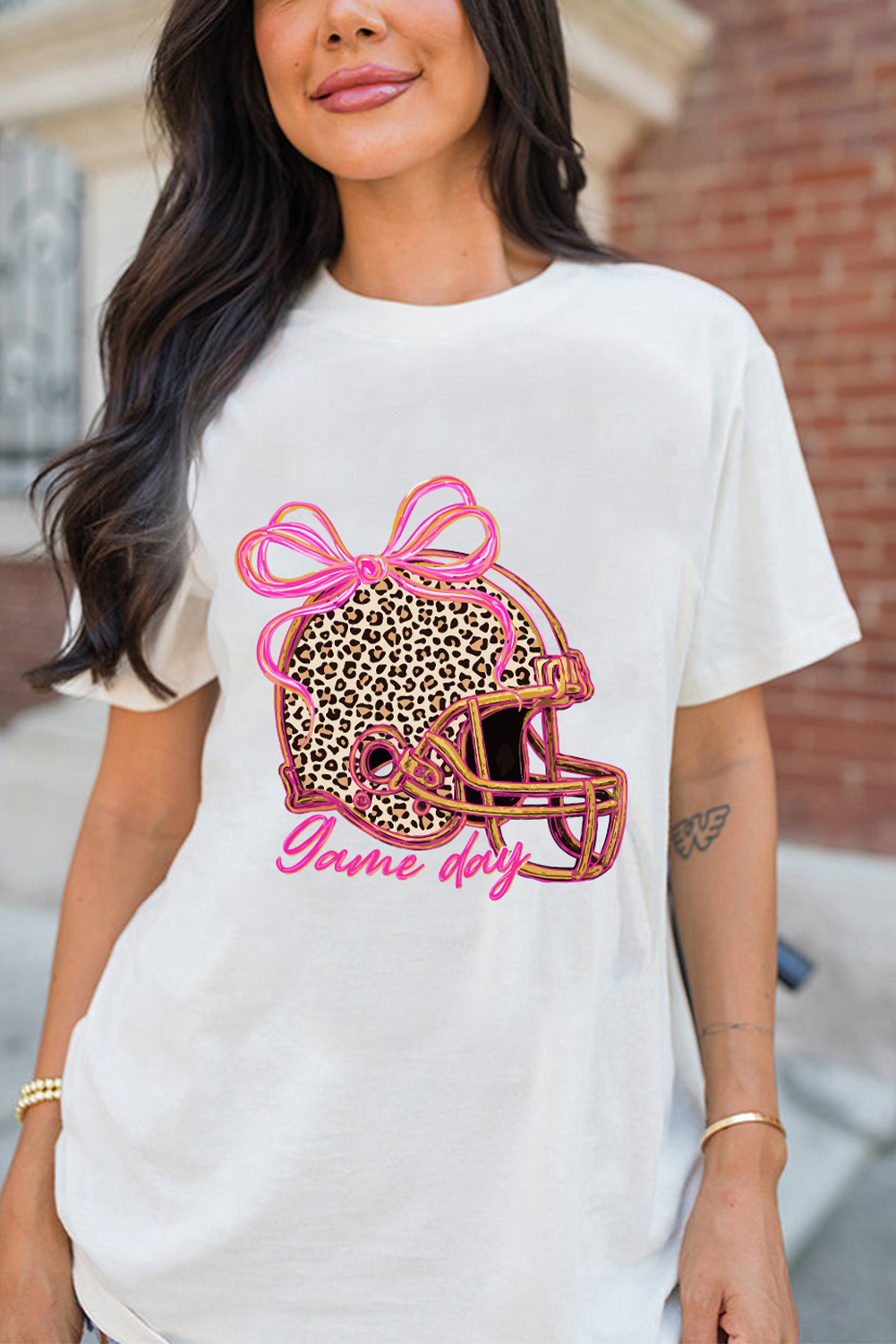 White Leopard Game Day Helmet Customized Graphic Tee - loveforevers