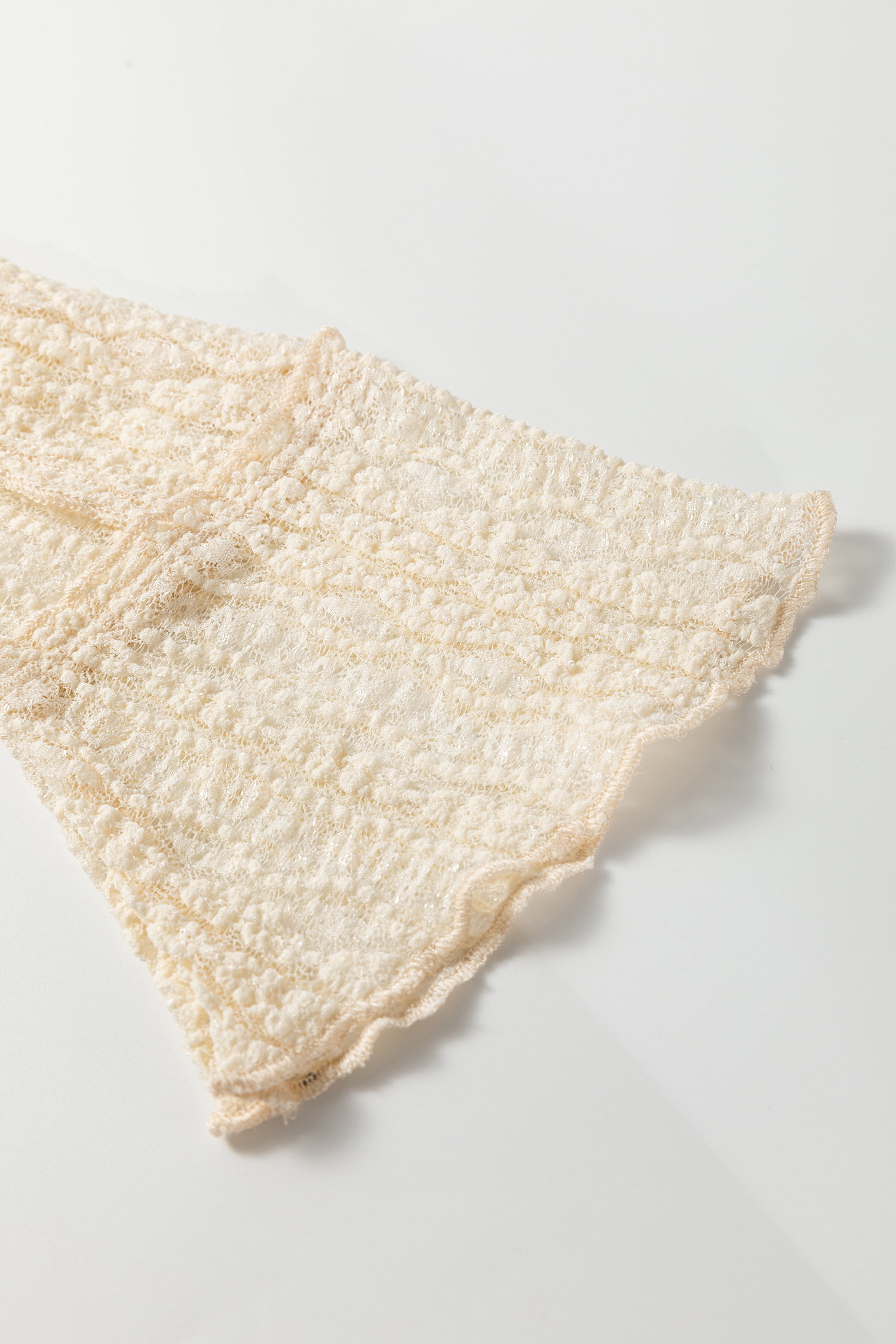 Apricot Flounced Long Sleeve Mock Neck Sheer Lace Top - loveforevers