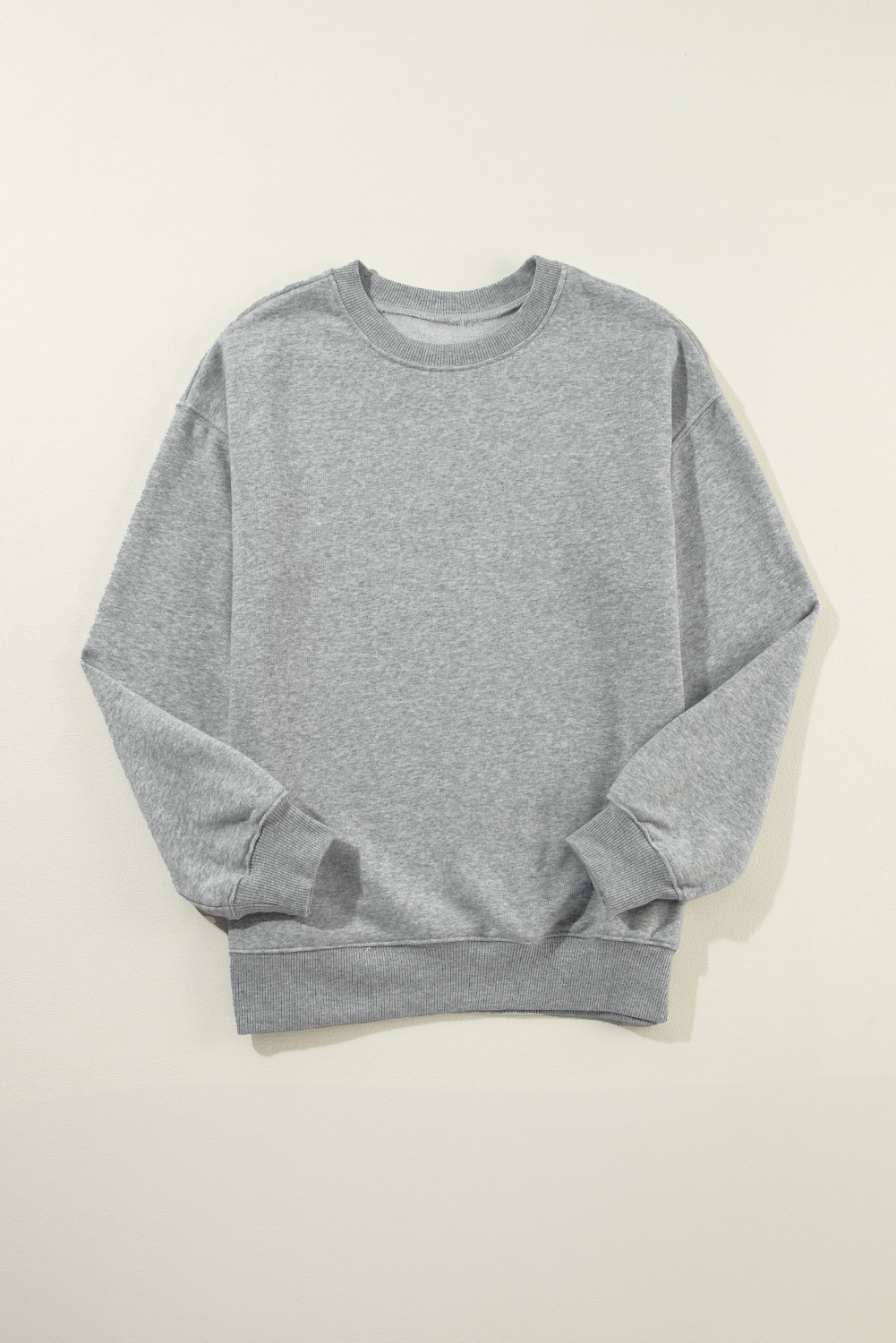 Gray Solid Classic Crewneck Pullover Sweatshirt - loveforevers