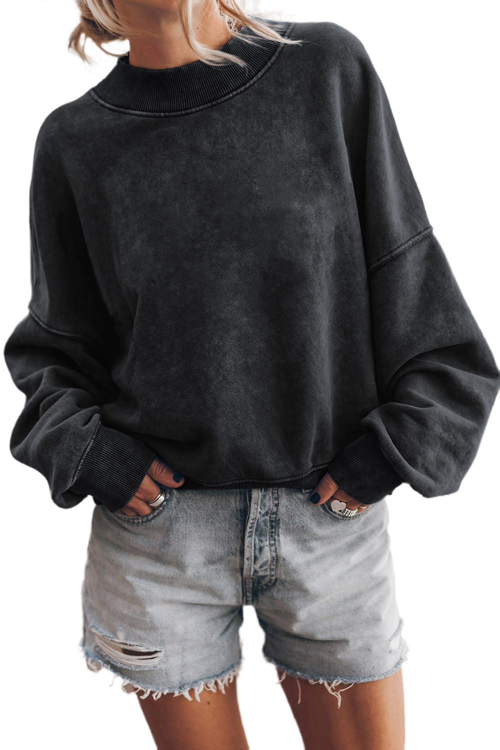 Brown Drop Shoulder Crew Neck Pullover Sweatshirt - loveforevers
