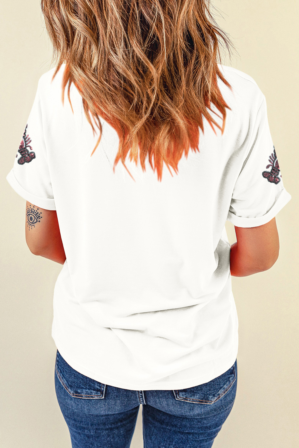 White Sequined Lobster Crewneck Tee - loveforevers