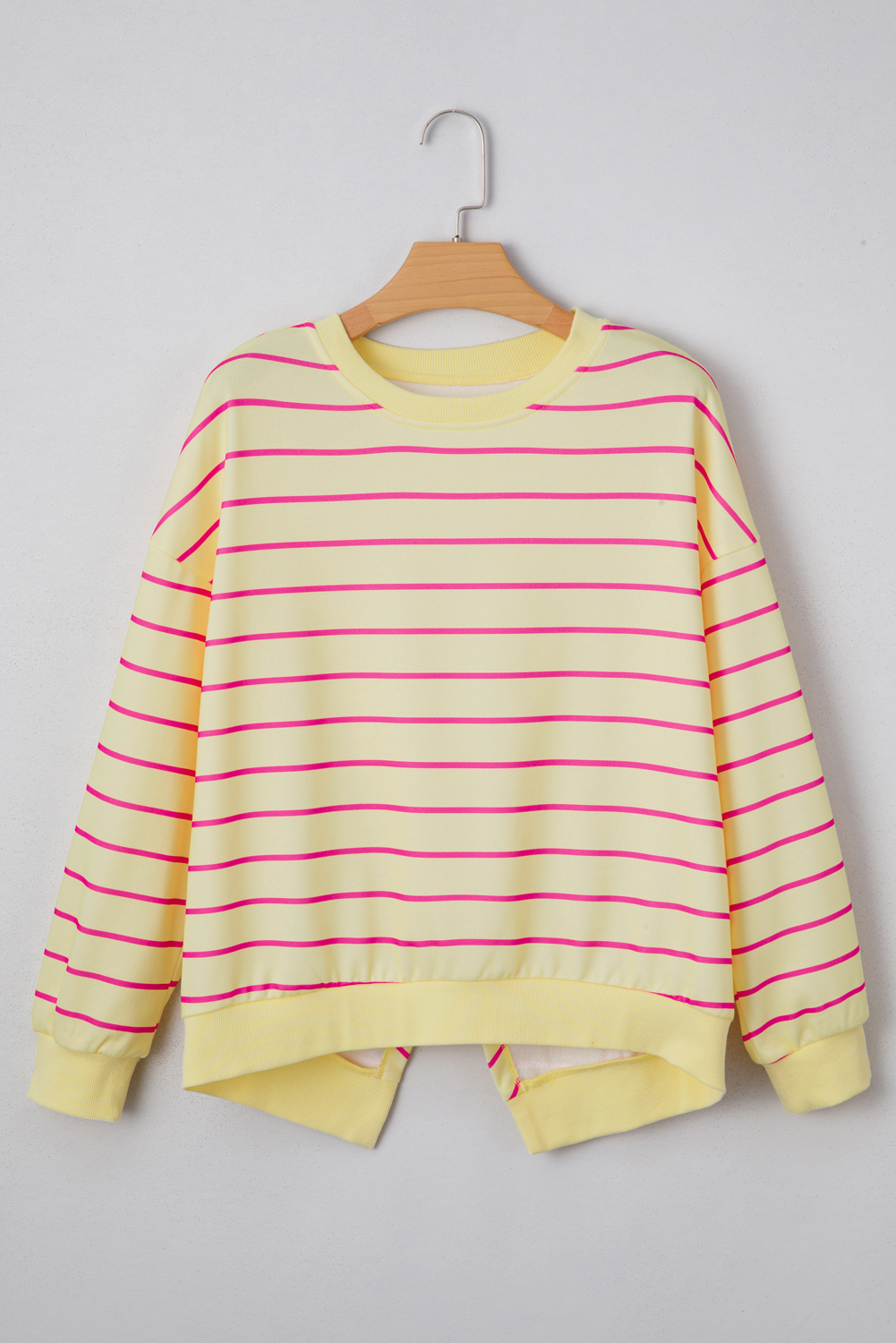 Blue Stripe Stylish Overlap Detail Drop Shoulder Pullover Sweatshirt - loveforevers