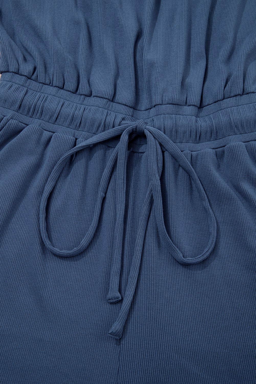 Bristol Black Knit Open Back Cap Sleeve Drawstring Elastic Waistband Romper - loveforevers