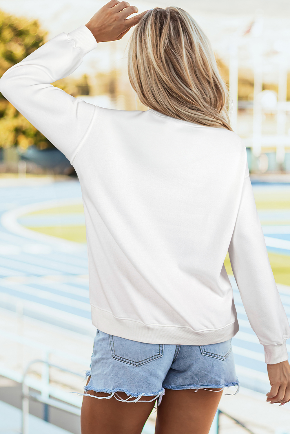 White American Flag Graphic Drop Shoulder Loose Sweatshirt - loveforevers