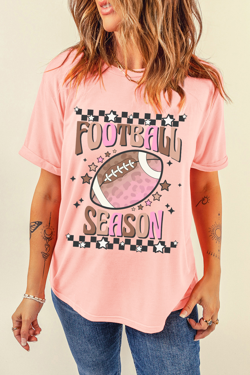 Pink FOOTBALL SEASON Graphic Game Day T Shirt - loveforevers