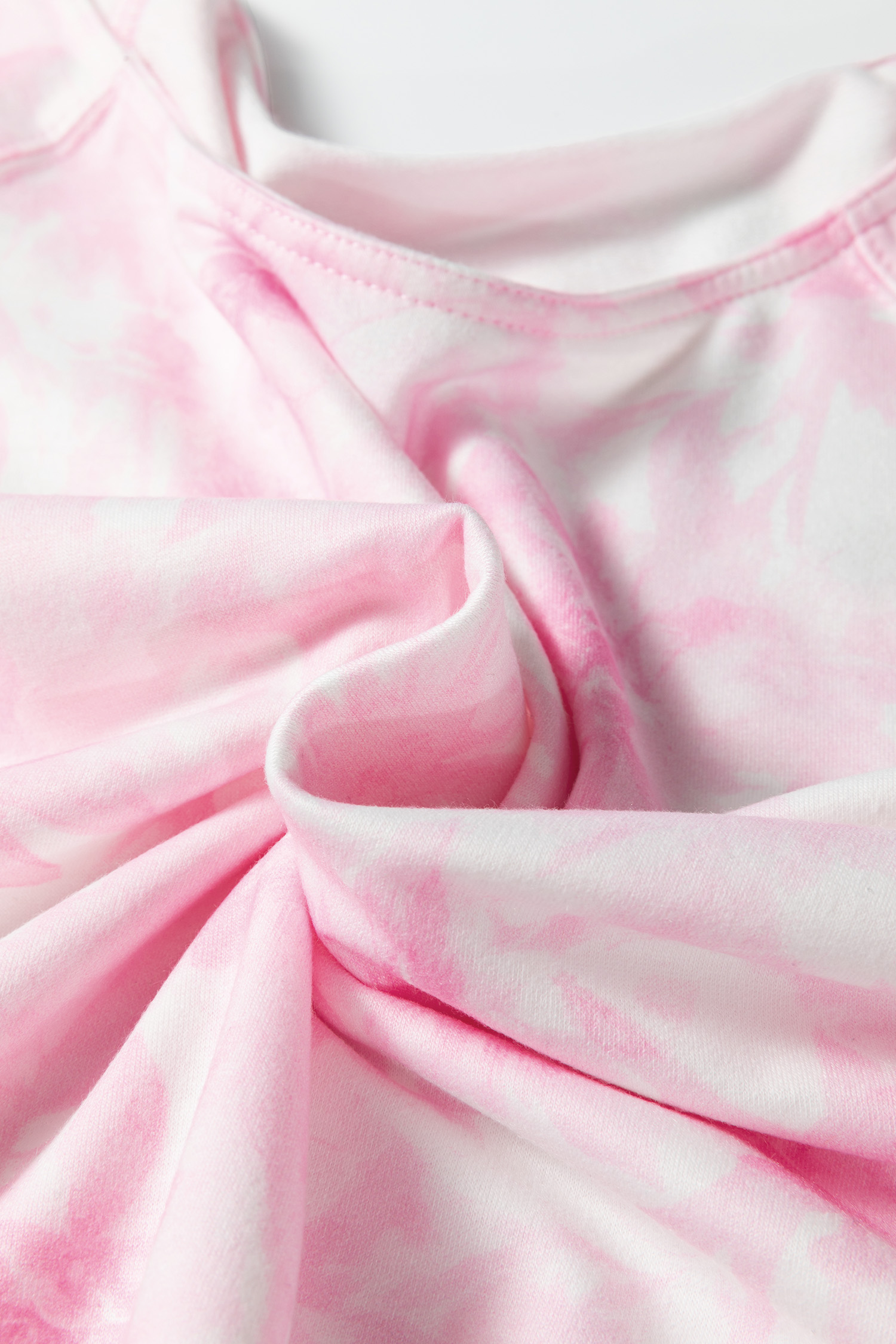 Pink Abstract Woodland Print Asymmetric Shoulder Long Sleeve Top - loveforevers