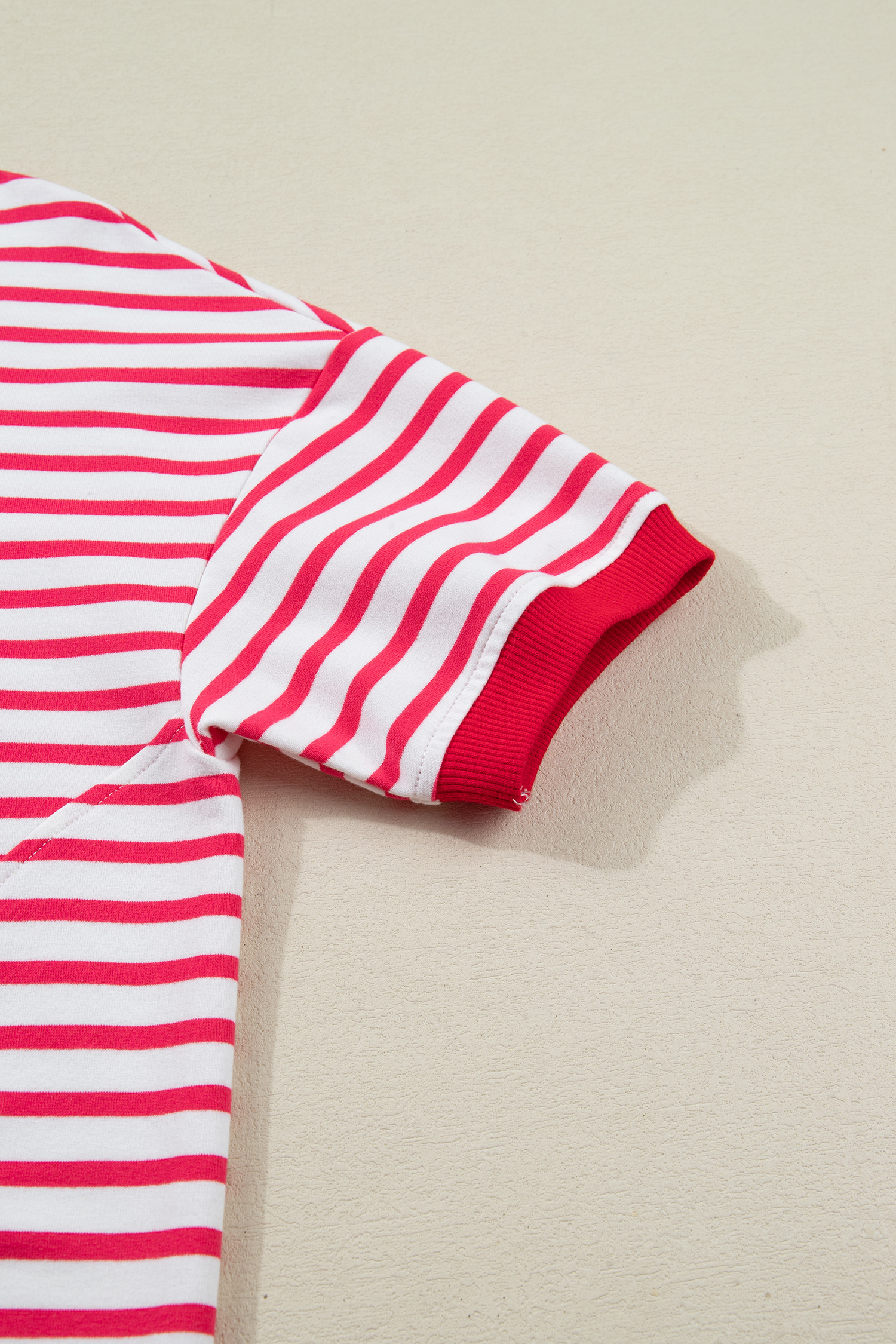 Red Stripe Drop Shoulder Half Sleeve T Shirt - loveforevers