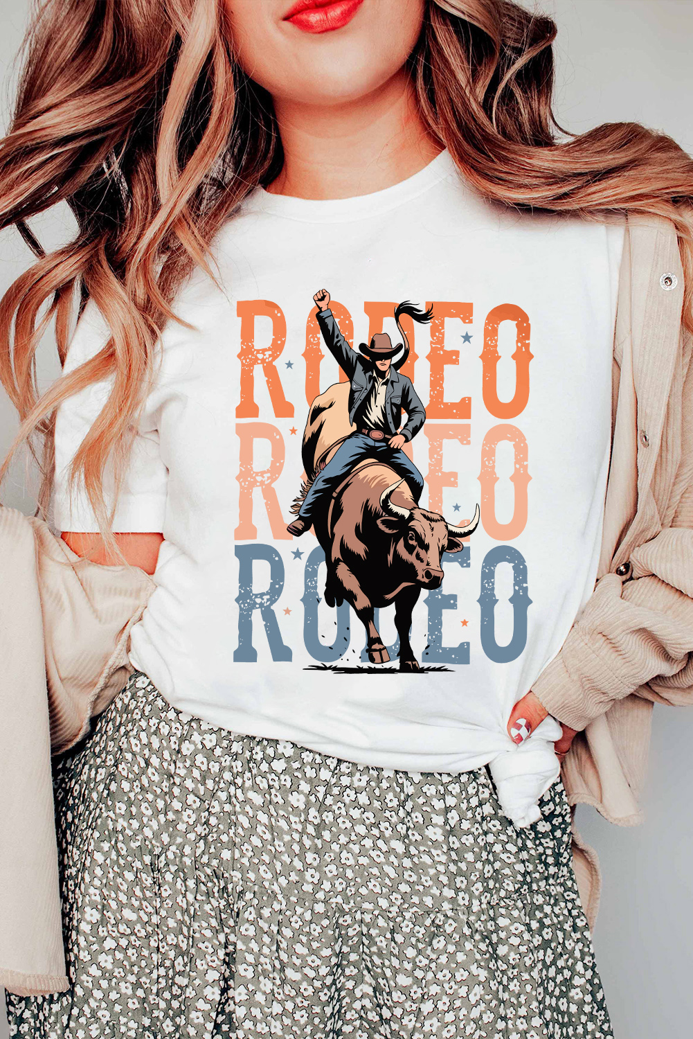 White Cowboy RODEO Graphic Western T Shirt - loveforevers