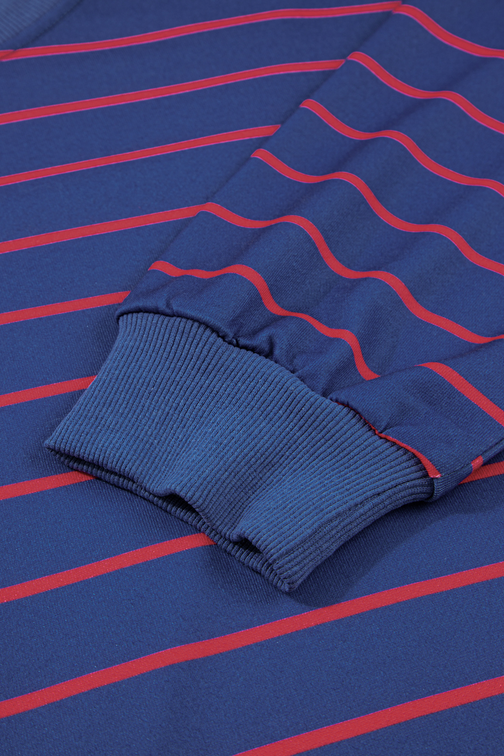 Blue Stripe Stylish Overlap Detail Drop Shoulder Pullover Sweatshirt - loveforevers