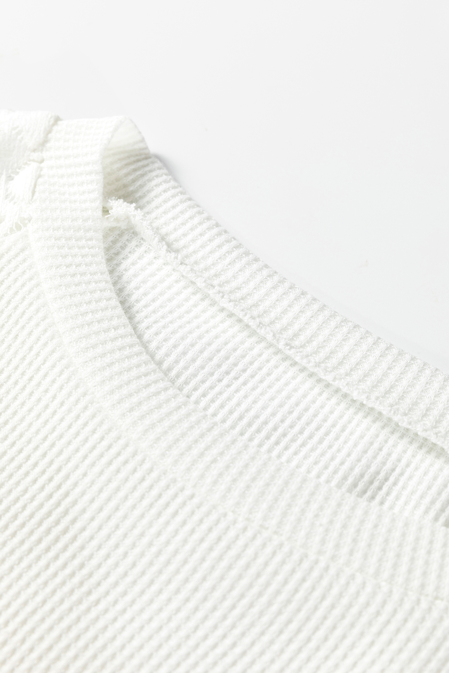 White Lace Long Sleeve Textured Pullover - loveforevers