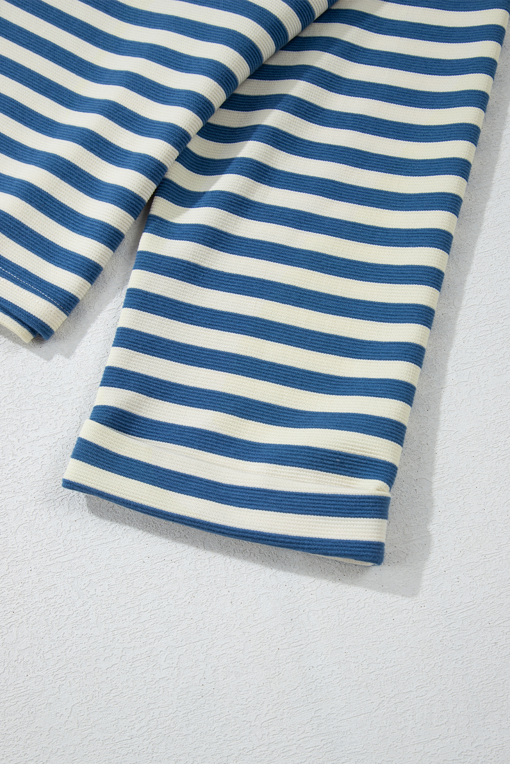 Sky Blue Stripe Chest Pocket Buttoned Back Notched V Neck Top - loveforevers