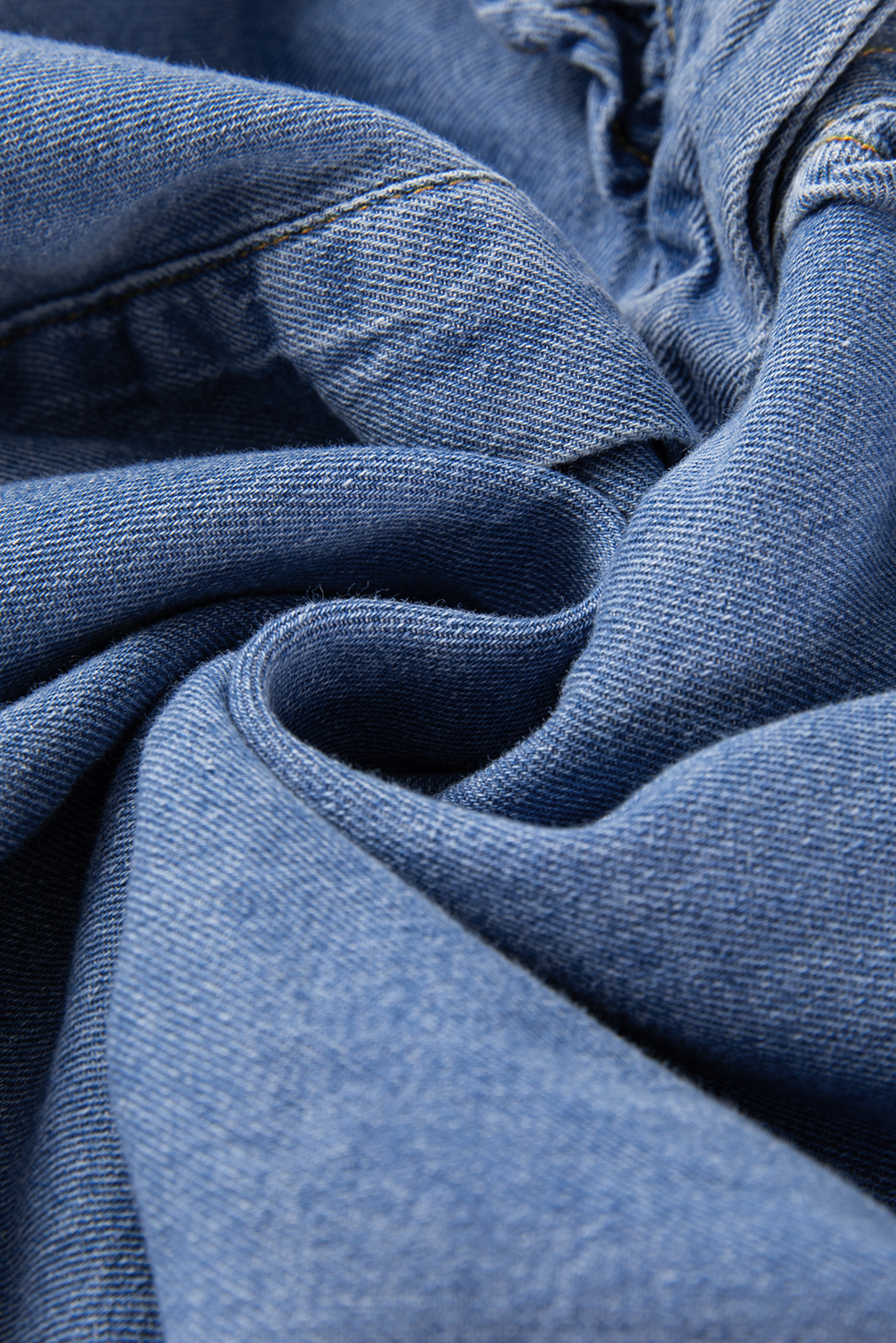 Dusk Blue Denim Ruffled Casual Top - loveforevers
