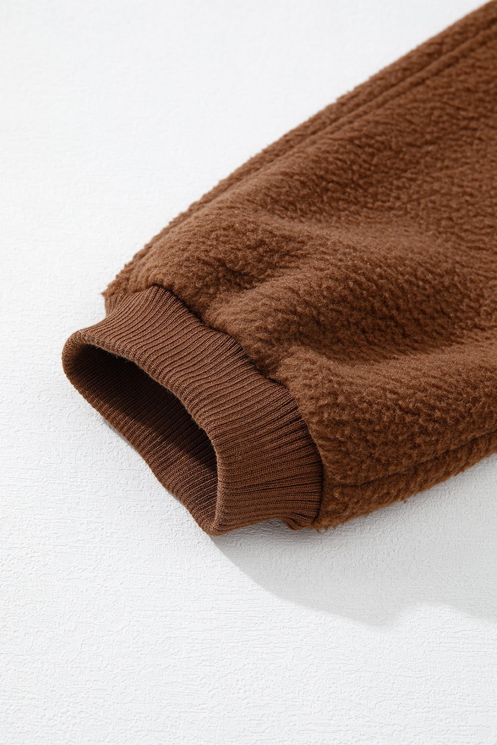 Brown Half Zip Fleece Pullover Sweatshirt - loveforevers