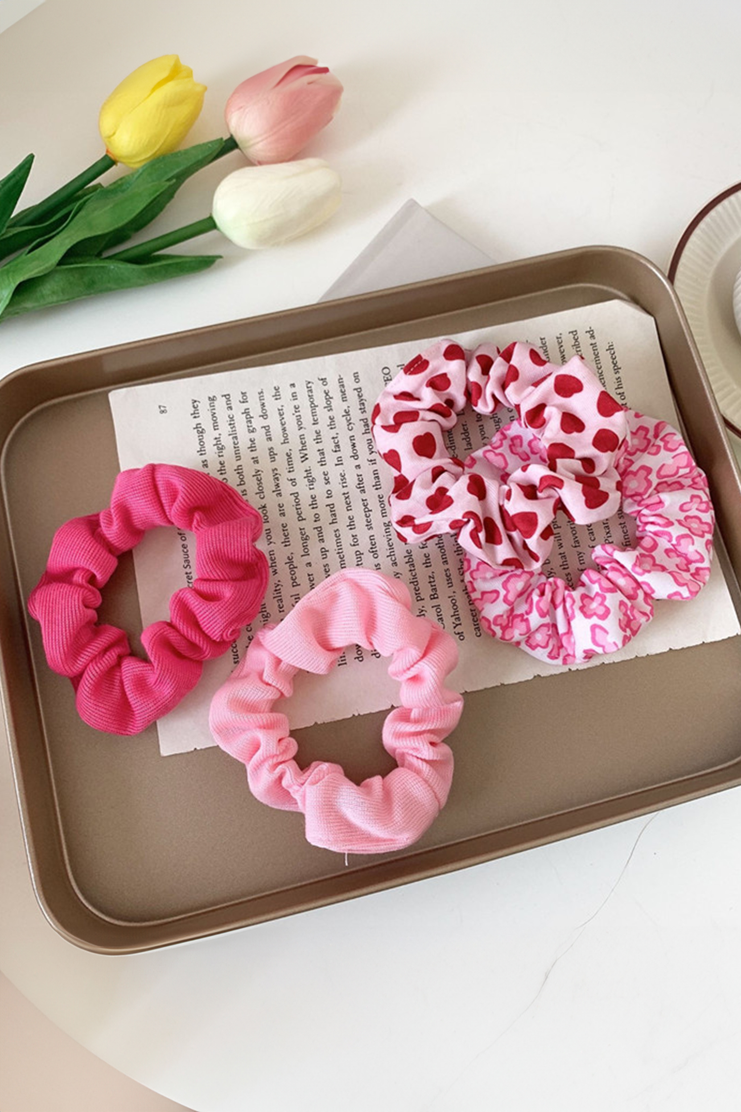 Fiery Red Valentines Day Sweet Heart Printed Scrunchie Hair Tie - loveforevers