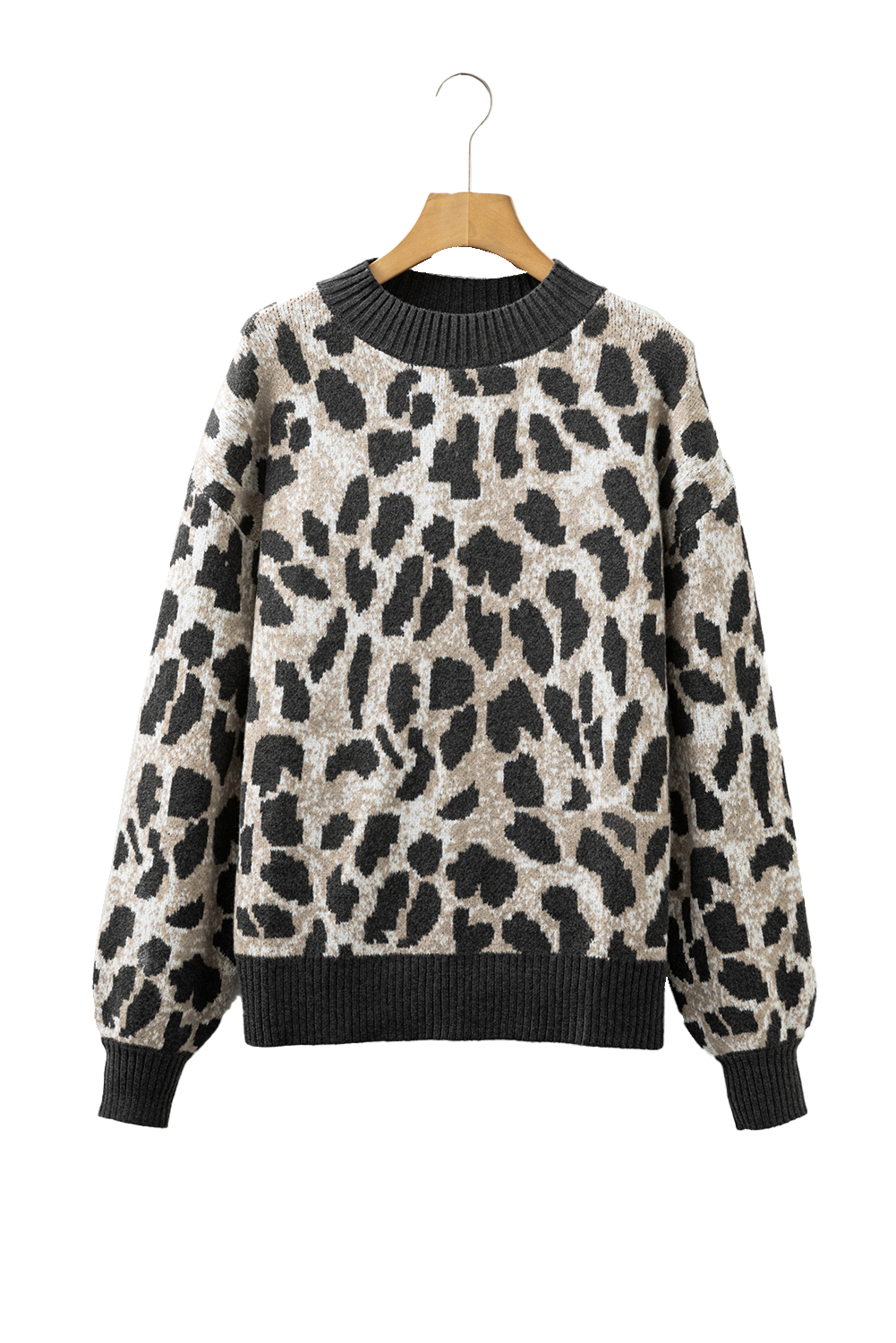 Carbon Grey Leopard Drop Shoulder Baggy Sweater - loveforevers
