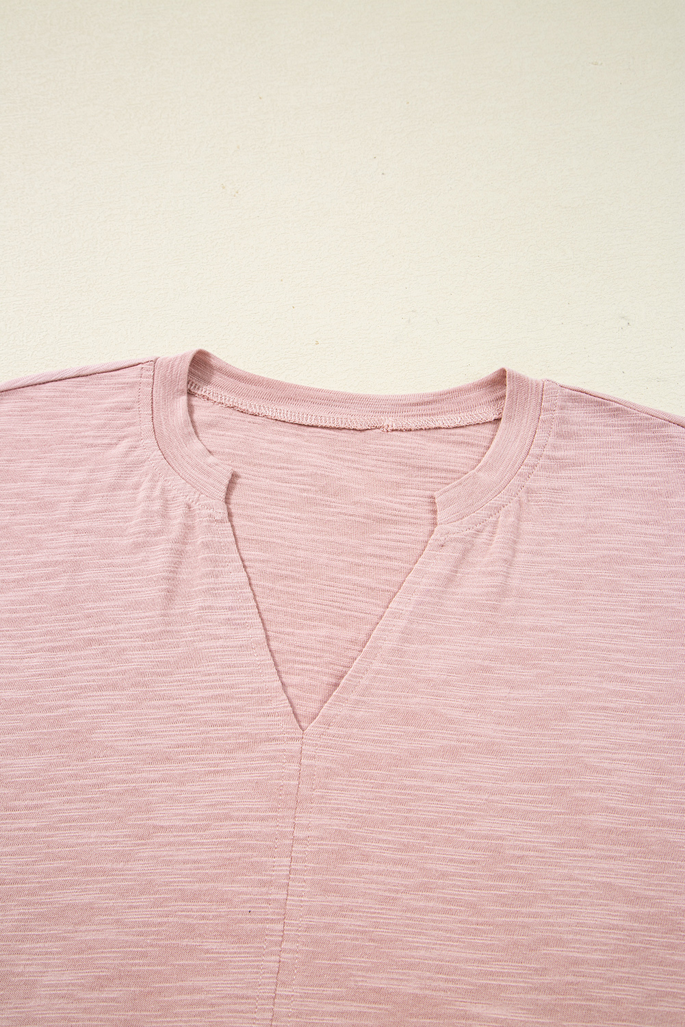 Light Pink Keyhole Notch V Neck Batwing Sleeve Blouse - loveforevers
