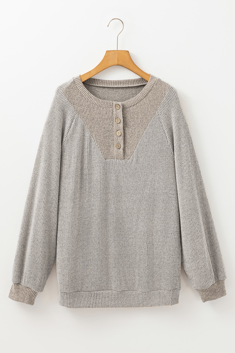 Contrast Ribbed Loose Fit Long Sleeve Top - loveforevers
