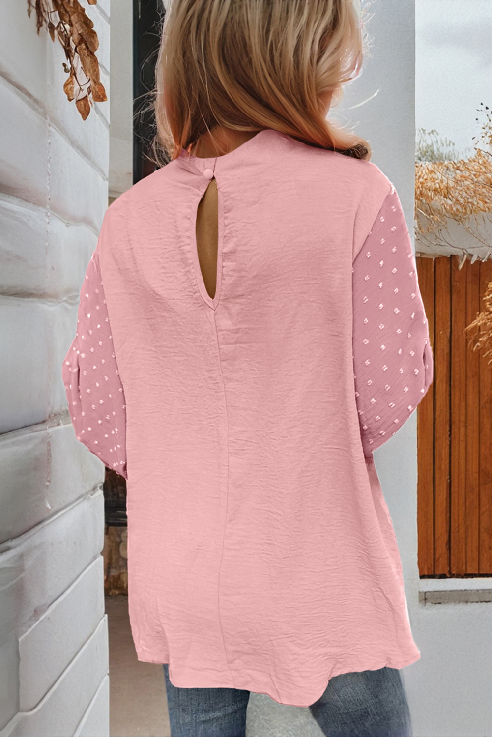 Skobeloff Swiss Dot Balloon Sleeve Loose Blouse - loveforevers