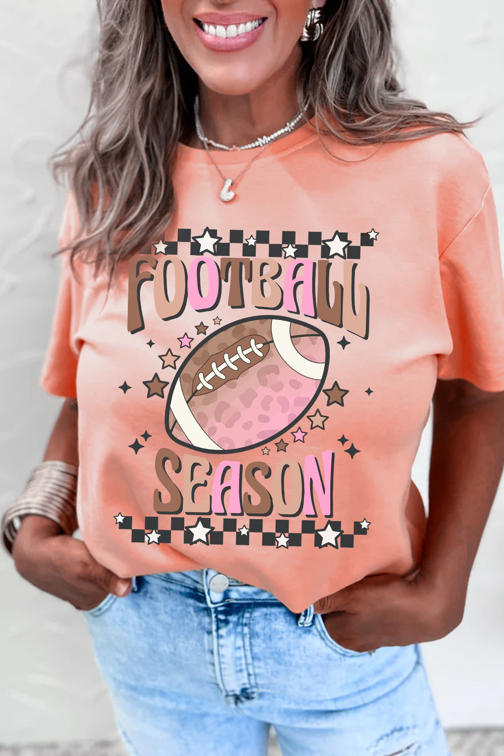 Pink FOOTBALL SEASON Graphic Game Day T Shirt - loveforevers