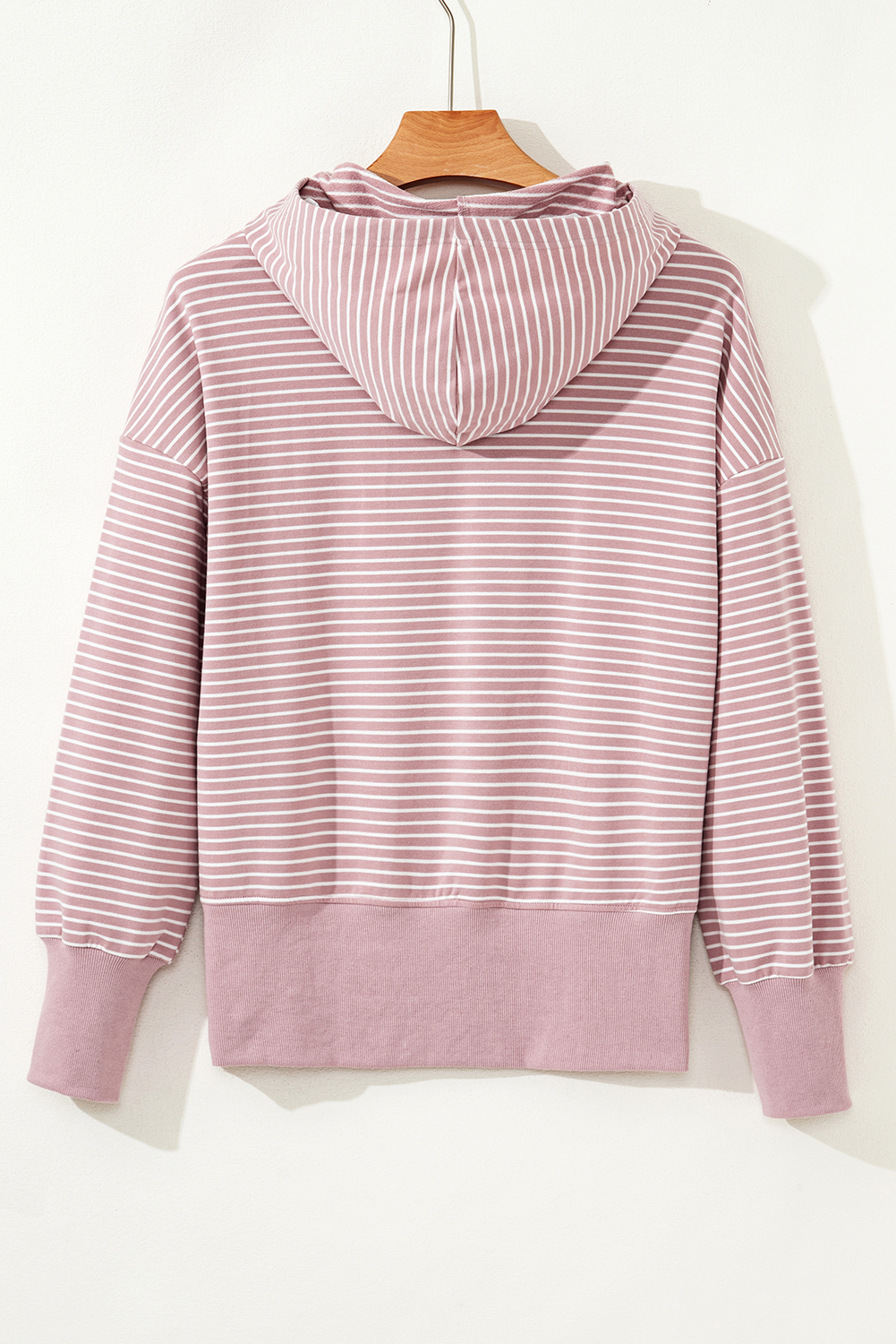 Purple Stripe Thumbhole Side Slits Drop Shoulder Loose Fit Hoodie - loveforevers
