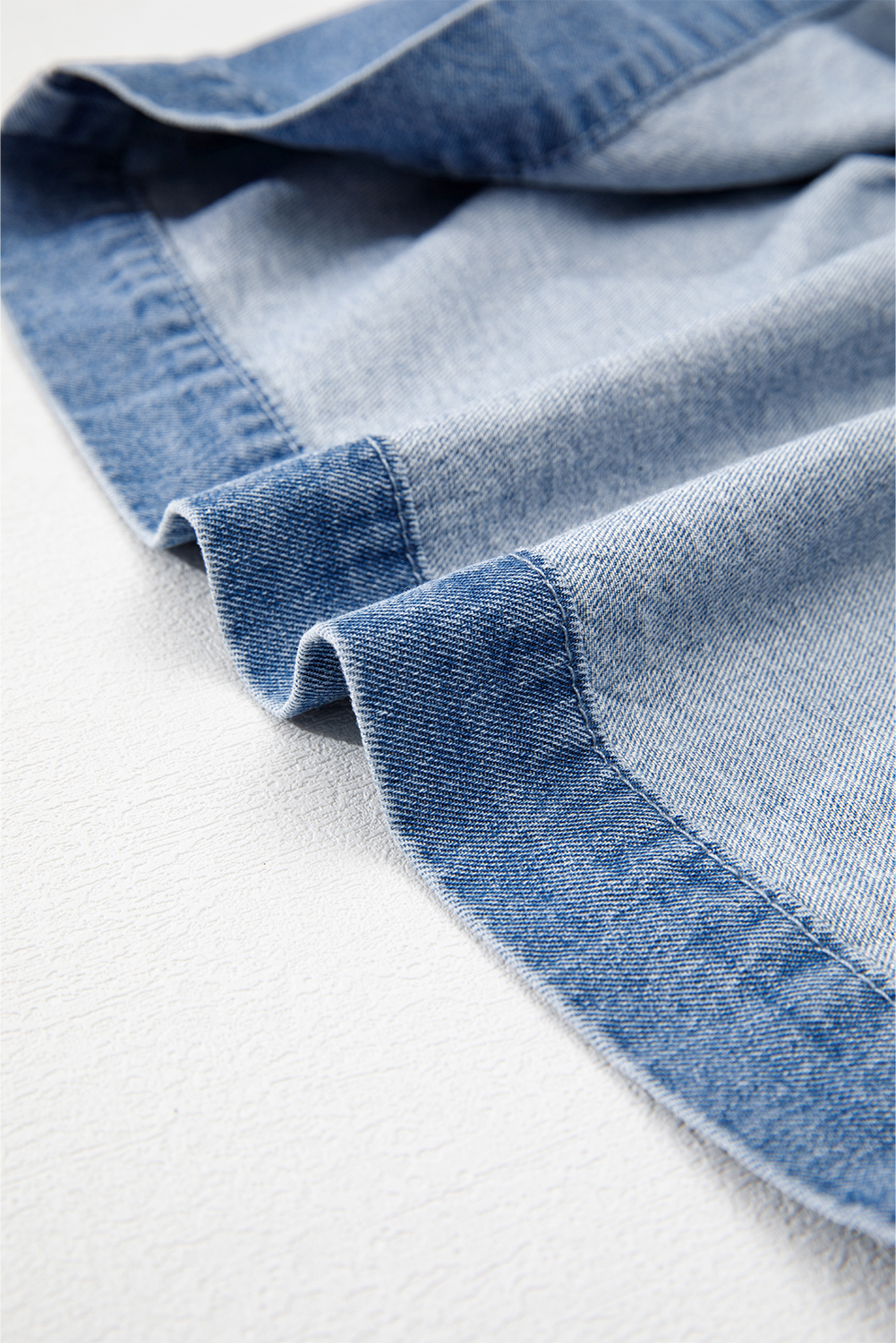 Dusk Blue Tied Front Bubble Sleeve Peplum Denim Shirt - loveforevers