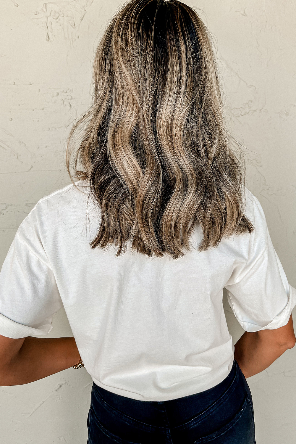 White Rodeo Patched Graphic Casual Round Neck Tee - loveforevers