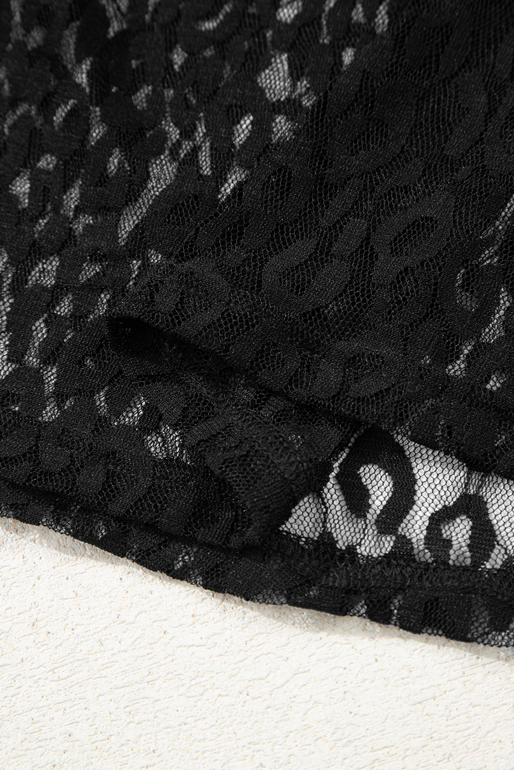Black Leopard Pattern Sheer Mesh Long Sleeve Top - loveforevers