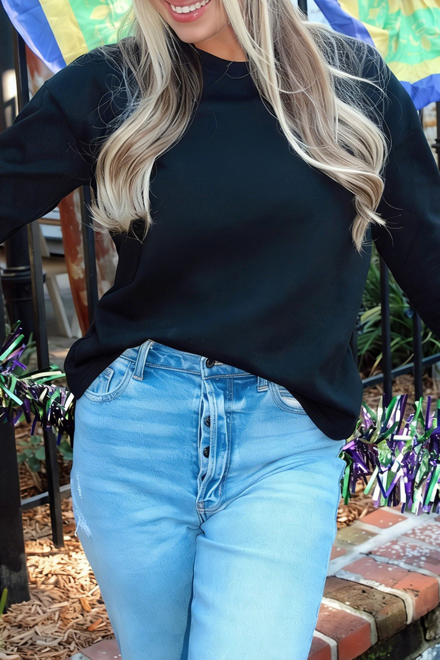 White LUCKY Clover Embroidered Long Sleeve Top - loveforevers