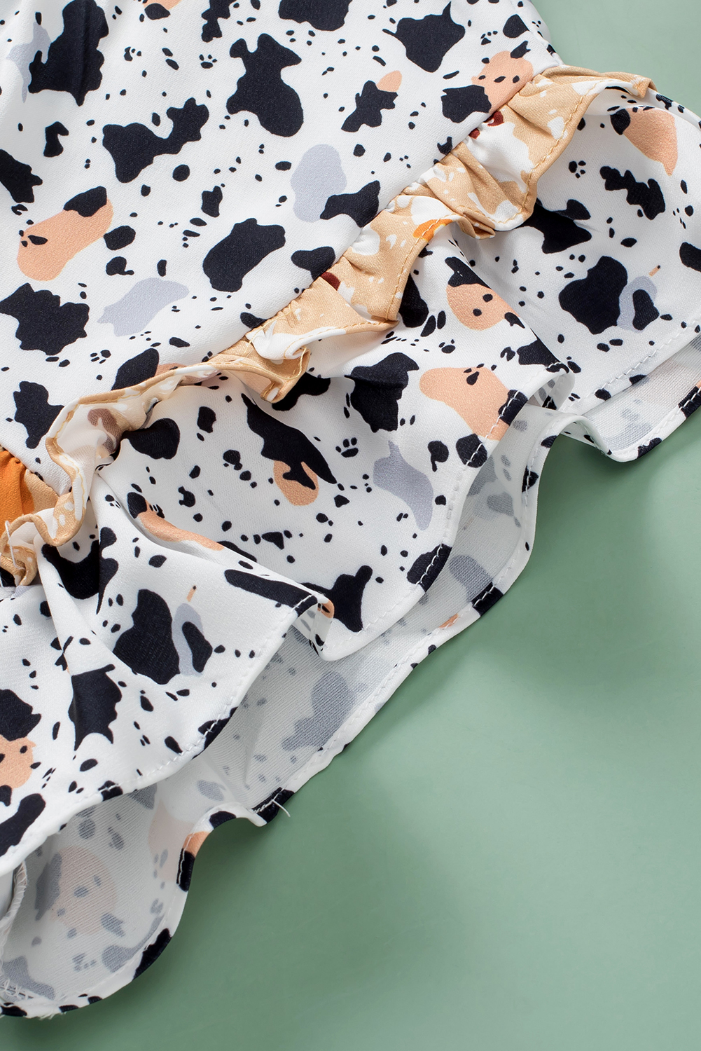 White Frilly Trim Leopard Animal Spots Blouse - loveforevers