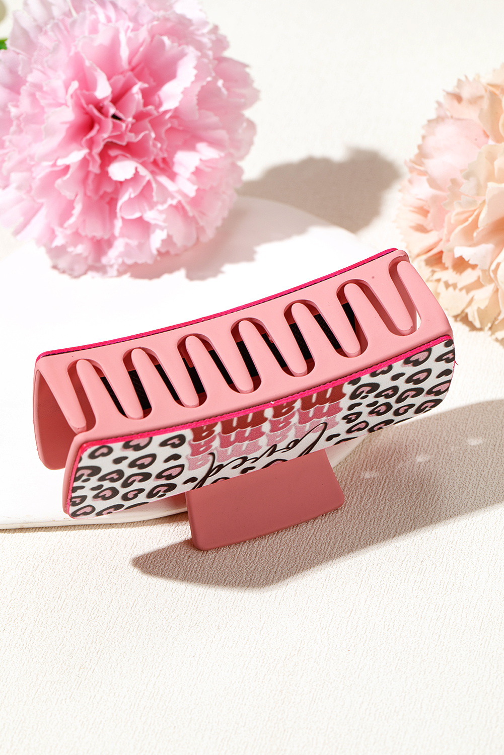 Sachet Pink Loved Mama Heart Print Large Hair Claw Clip - loveforevers