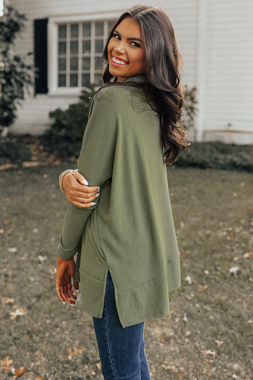 Jungle Green Cowl Neck Shift Tunic Top - loveforevers
