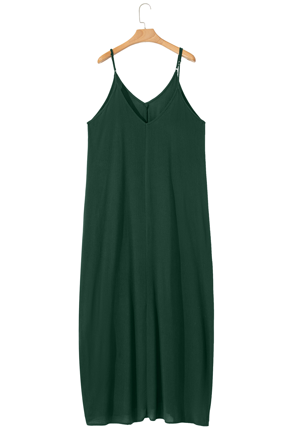 Duffel Green Spaghetti Straps Pocketed Slouchy Maxi Dress - loveforevers