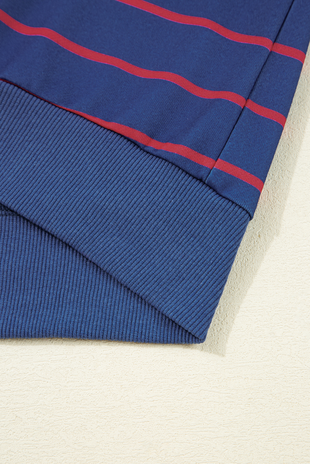 Blue Stripe Stylish Overlap Detail Drop Shoulder Pullover Sweatshirt - loveforevers