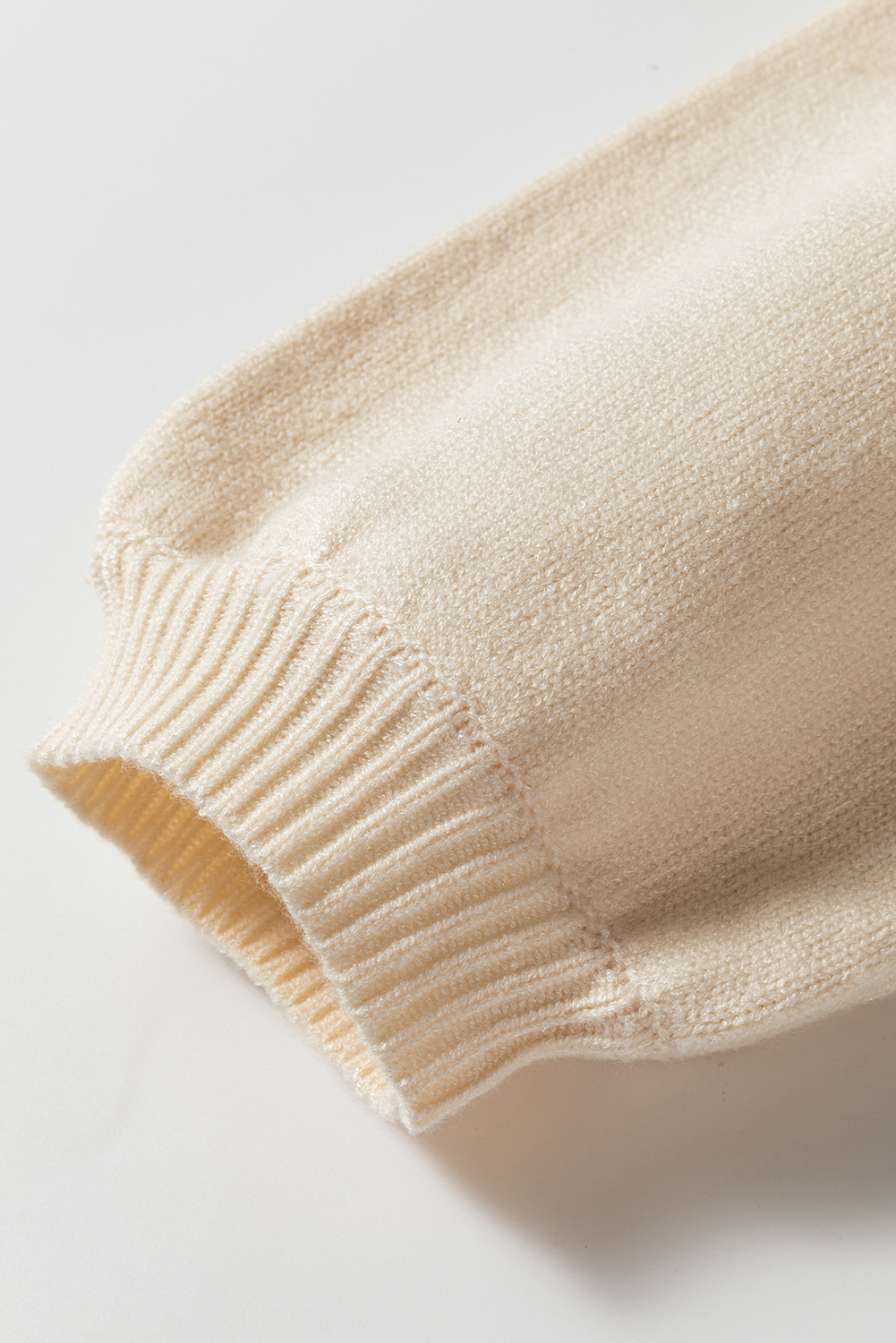 Apricot Pleated Sleeve Hollow Detail Button Sweater Cardigan - loveforevers
