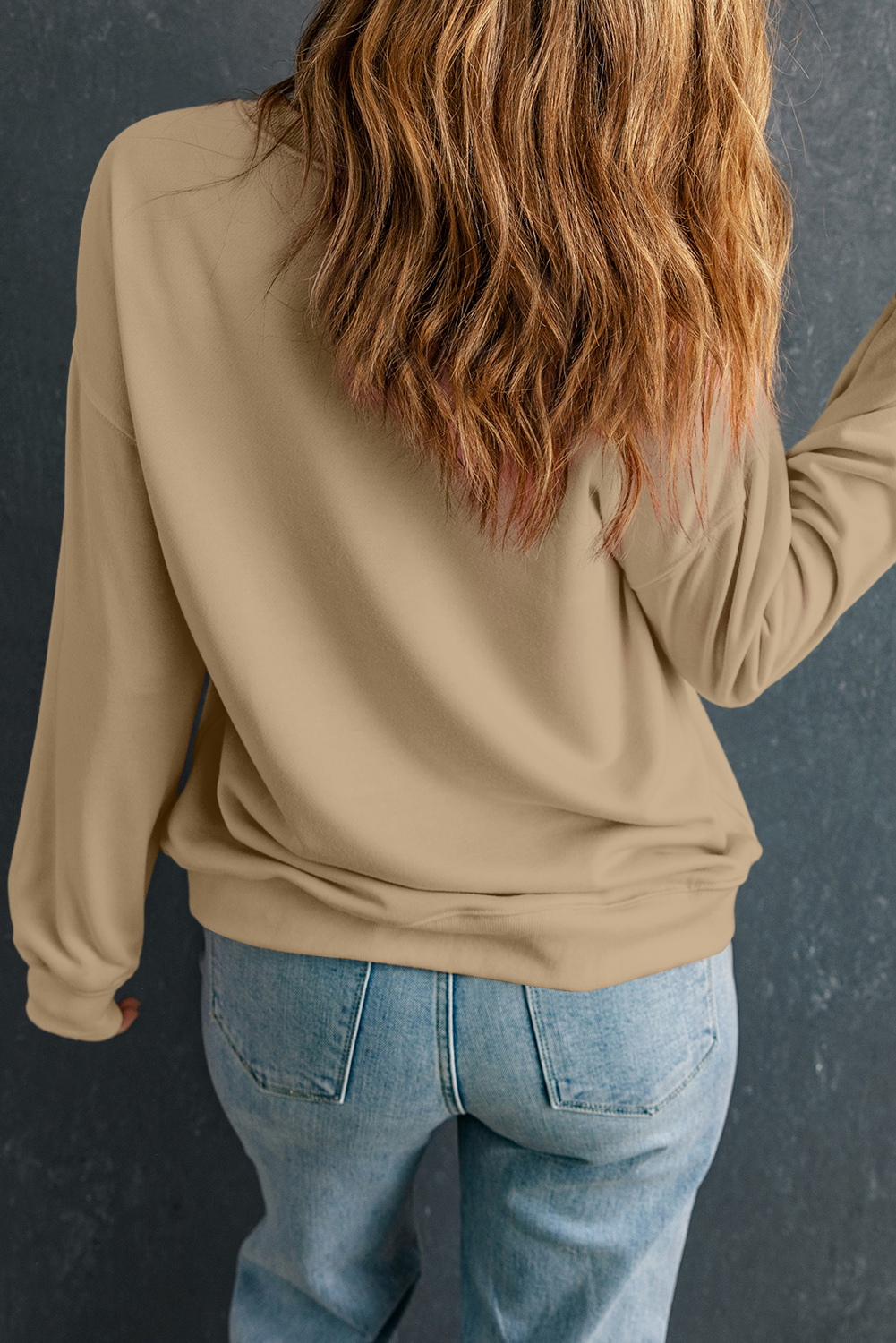 Khaki Cute Halloween Ghost Printed Drop Shoulder Baggy Sweatshirt - loveforevers