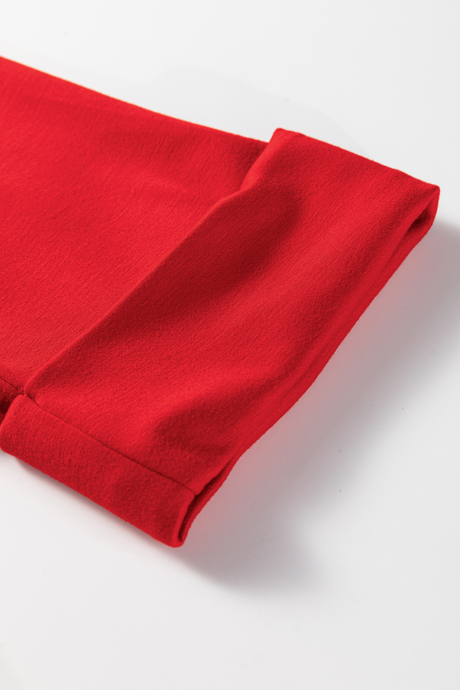 Fiery Red Polo Collar V Neck 3/4 Sleeve Pullover Drawstring Bell Bottom Pants 2pcs Set - loveforevers