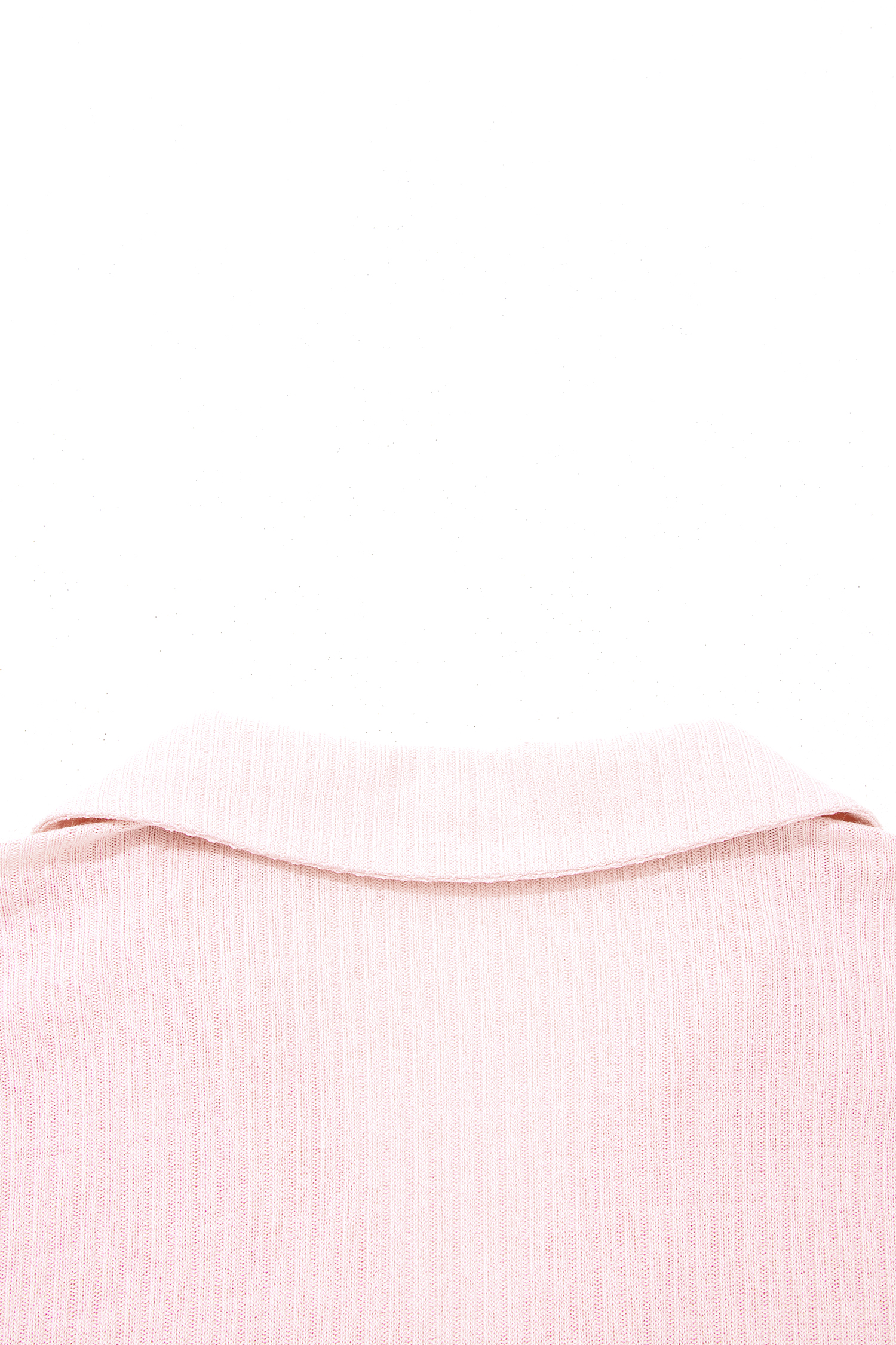 Light Pink Collared V Neck Ribbed Tee - loveforevers