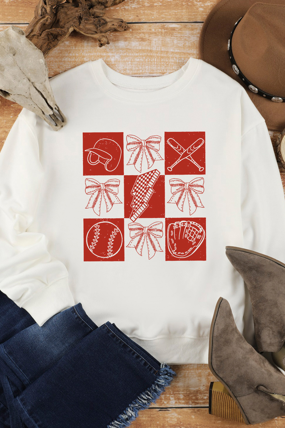 White Baseball Fashion Graphic Cotton Blend Casual Sweatshirt - loveforevers